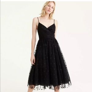 J.Crew  Embroidered Tulle Midi Dress Black Sz 14